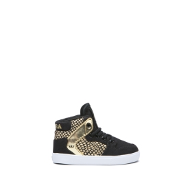 Supra Kids TODDLER VAIDER High Top Shoes Black/Gold/white | US-16436